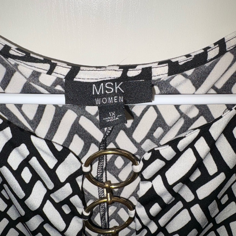 MSK Women Black and White Casual Dress 1X - Picture 4 of 6
